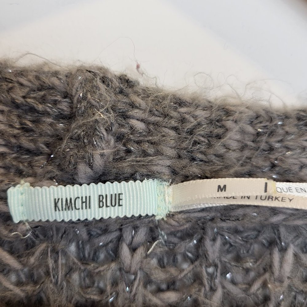 Kimchi Blue Metallic Gray Silver Open Front Long Sweater, Size Medium, GUC - Picture 7 of 9